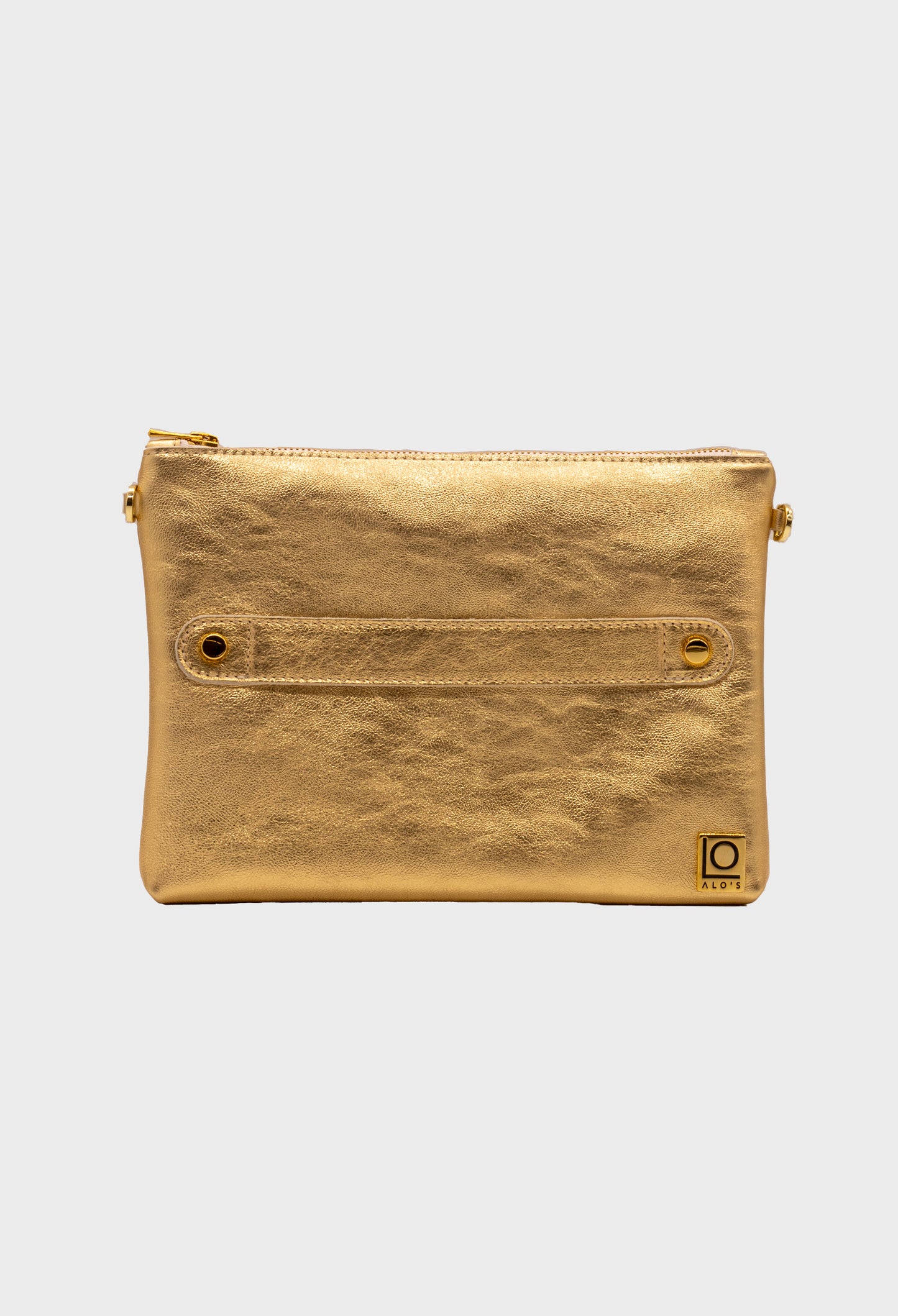 pochette oro artigianale pelle laminata. made in italy borsa a mano