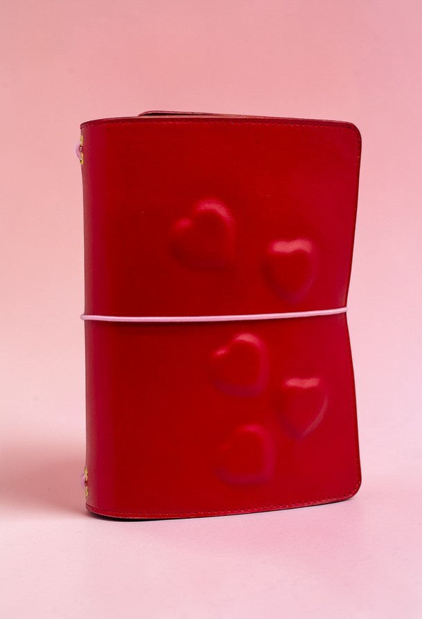Copertina Agenda A5 Cuori Embossed Rosso Ciliegia Alosbag
