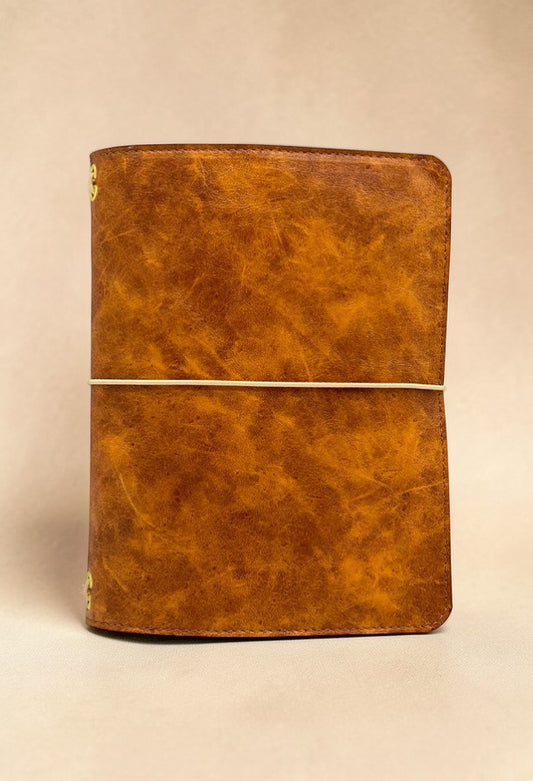 copertina agenda a5 in pelle marroe chiaro