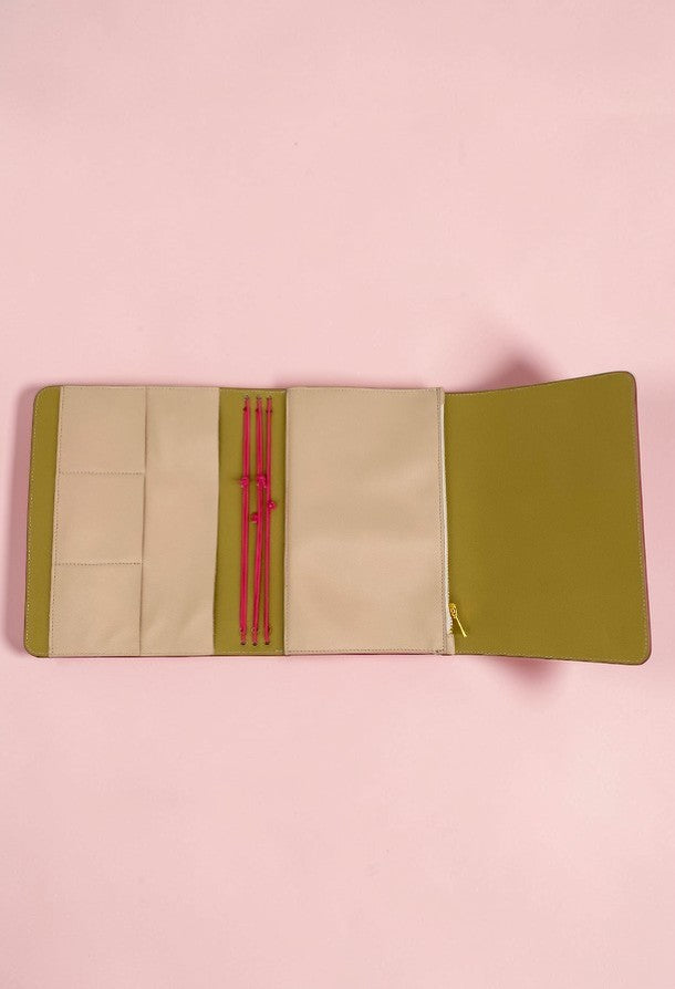 copertina agenda a5 pelle color cipria dettaglio alosbag interno