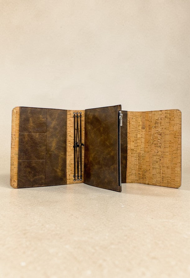 copertina agenda a5 pelle marrone vintage dettaglio interno