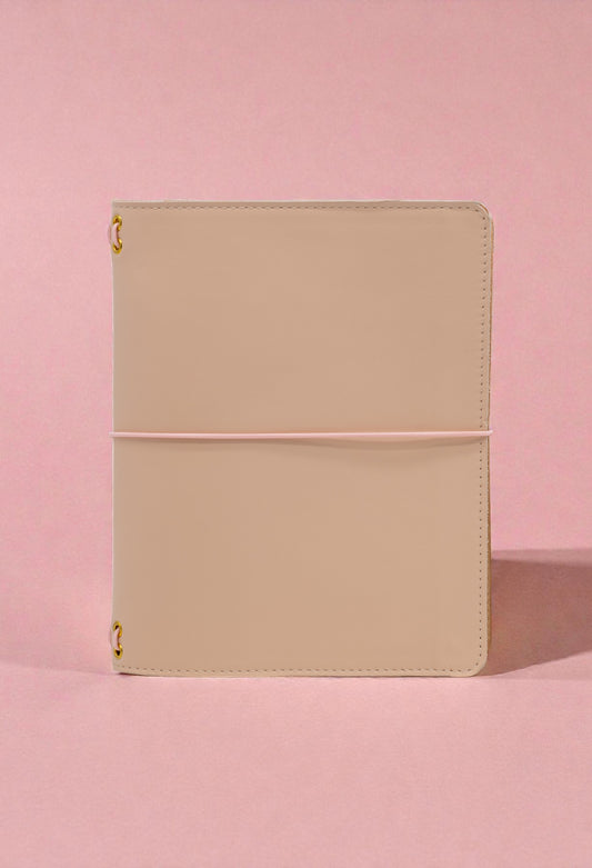 journal Cover A5 Slim in pelle color cipria e interno in crosta scamosciata naturale Alosbag