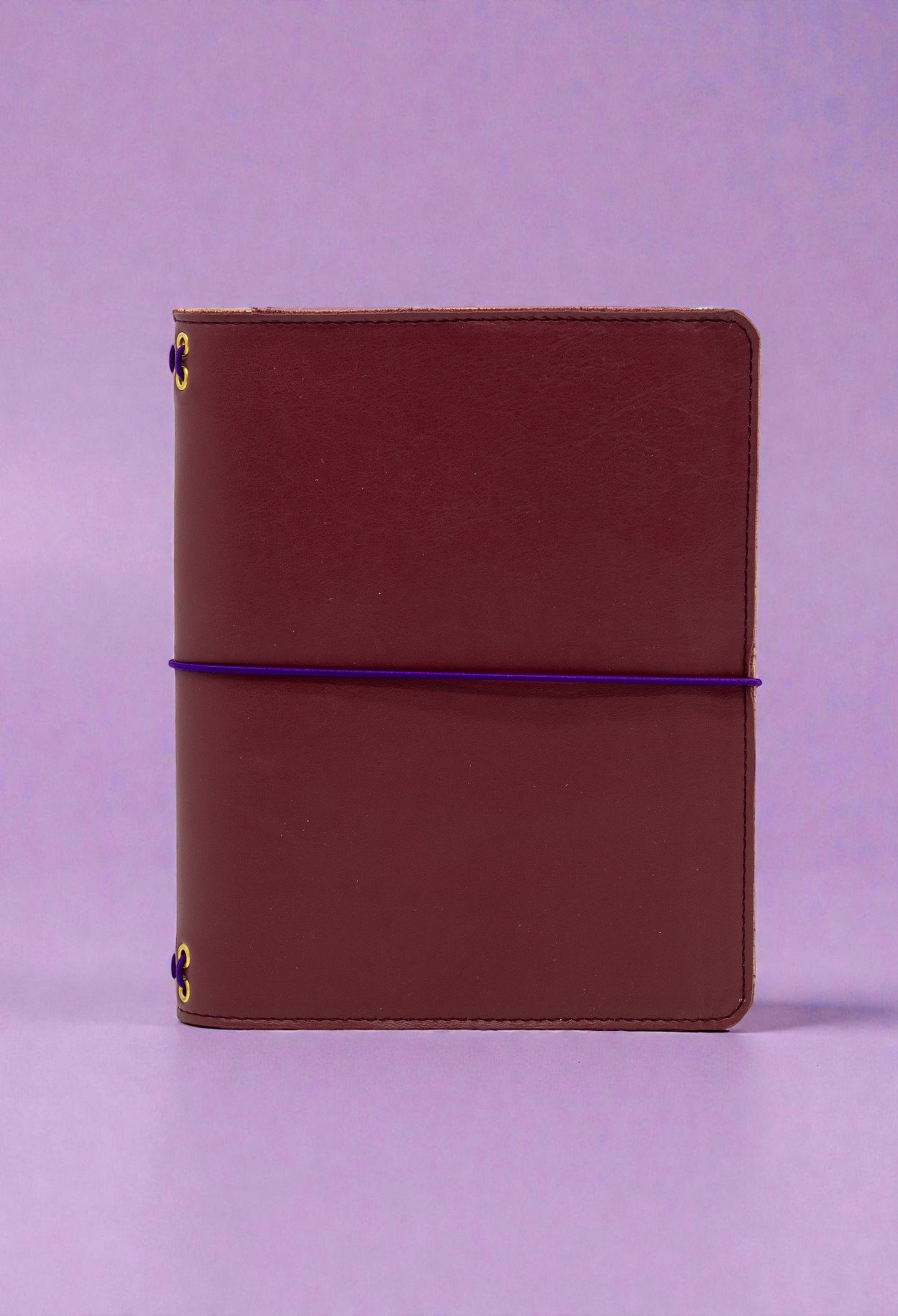 journal Cover A5 Slim in pelle liscia color borgogna e interno in crosta scamosciata naturale Alosbag