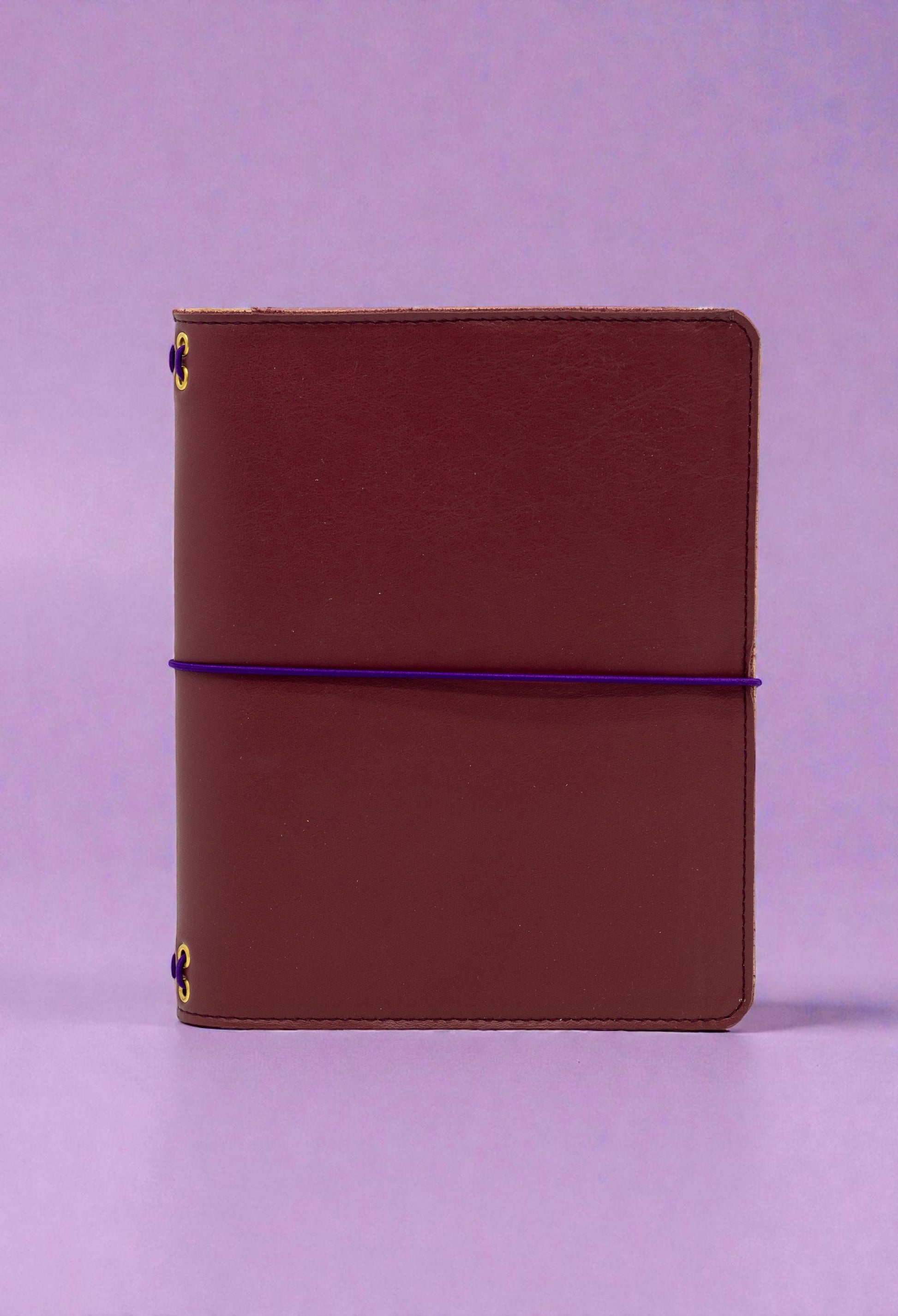 journal Cover A5 Slim in pelle liscia color borgogna e interno in crosta scamosciata naturale Alosbag
