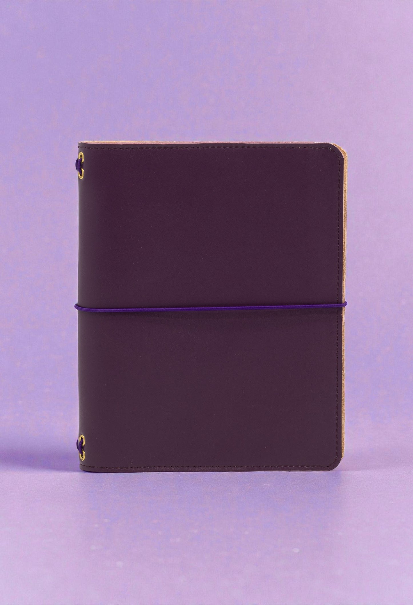 journal Cover A5 Slim in pelle liscia purple viola e interno in crosta scamosciata naturale Alosbag