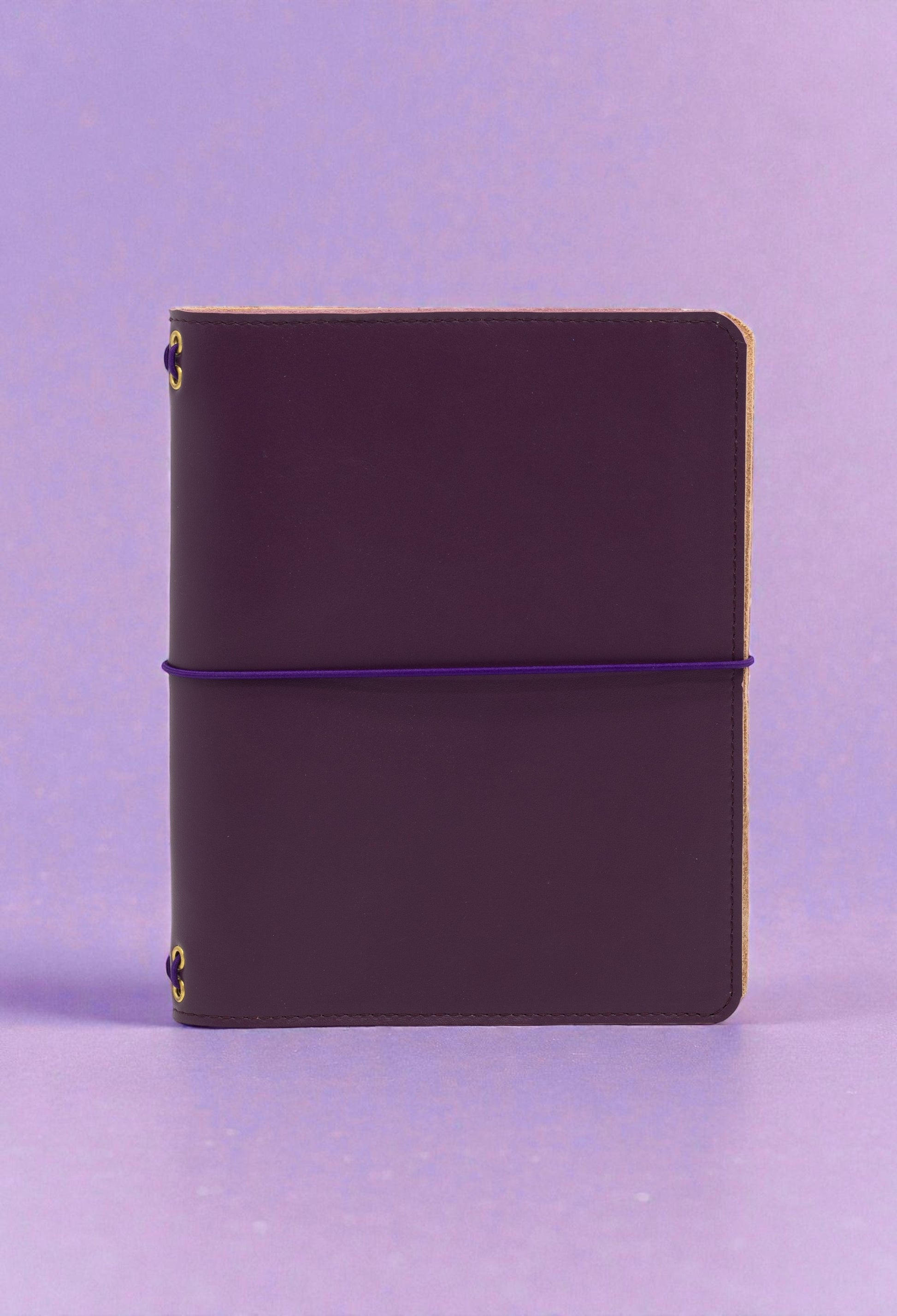 journal Cover A5 Slim in pelle liscia purple viola e interno in crosta scamosciata naturale Alosbag
