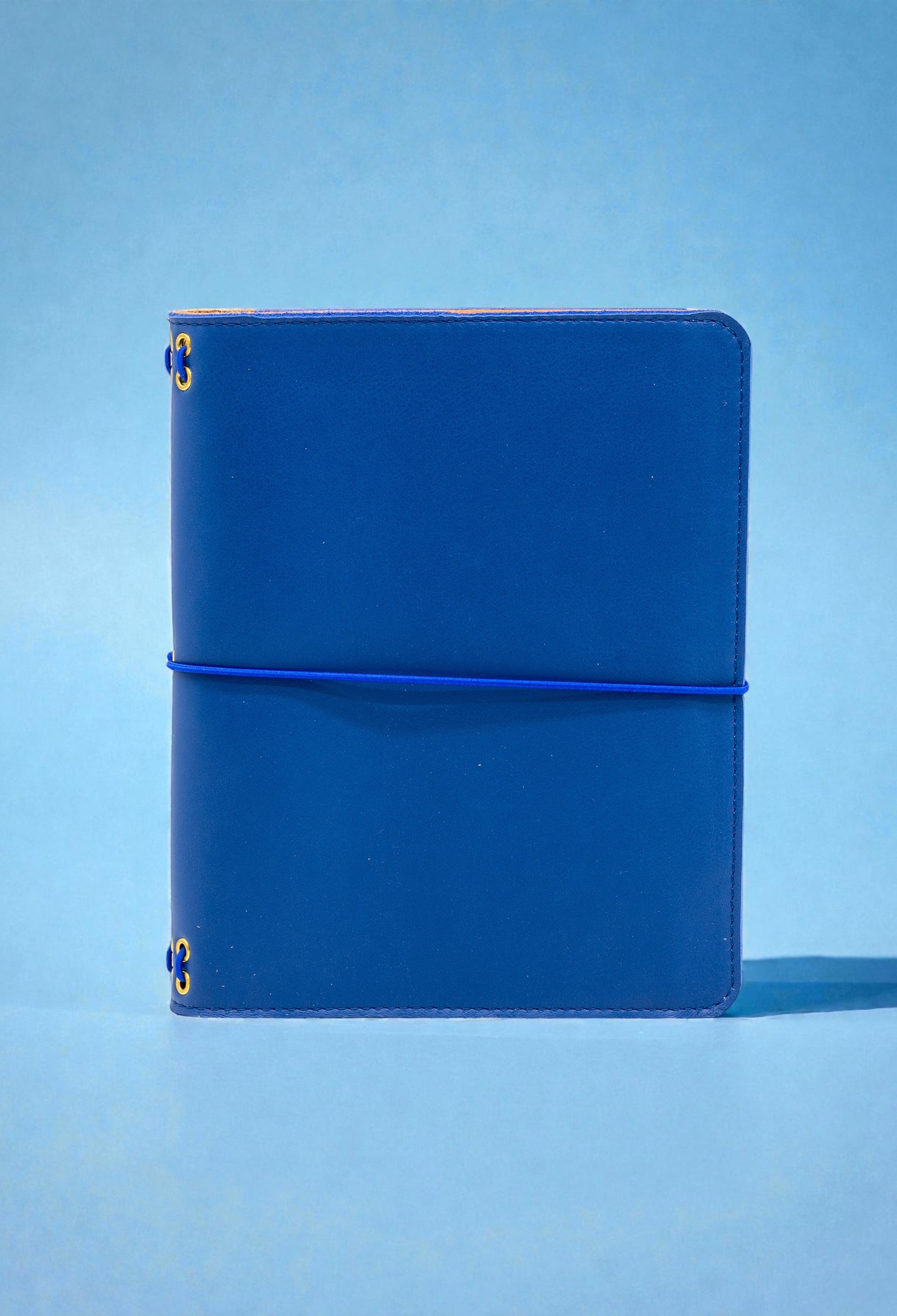 journal cover a5 Slim in pelle liscia blu notte e interno in crosta scamosciata naturale Alosbag