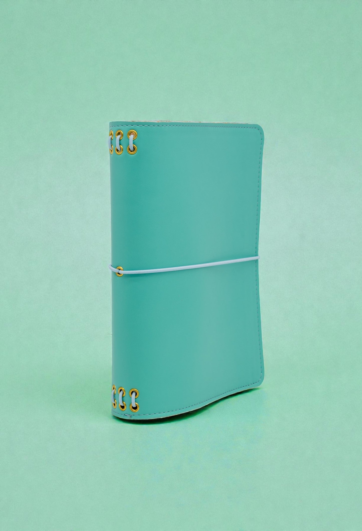 journal cover a5 slim in pelle liscia azzurra e interno in crosta scamosciata naturale alosbag