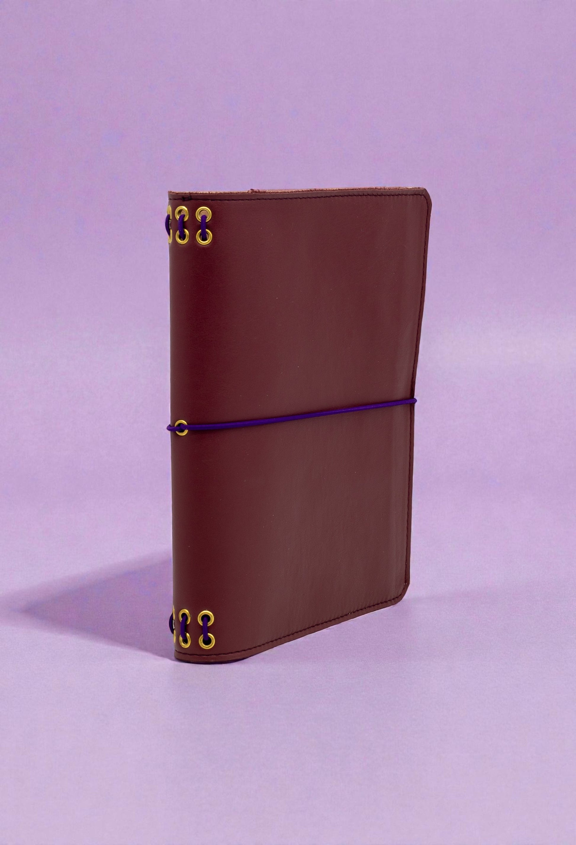 journal cover a5 slim in pelle liscia bordeaux e interno in crosta scamosciata naturale alosbag