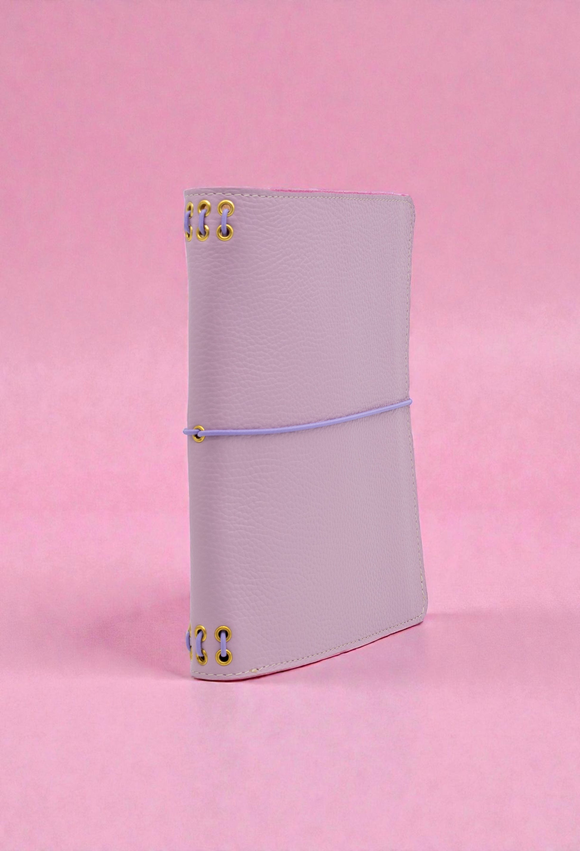 journal cover a5 slim in pelle martellata lilla e interno in crosta scamosciata naturale alosbag