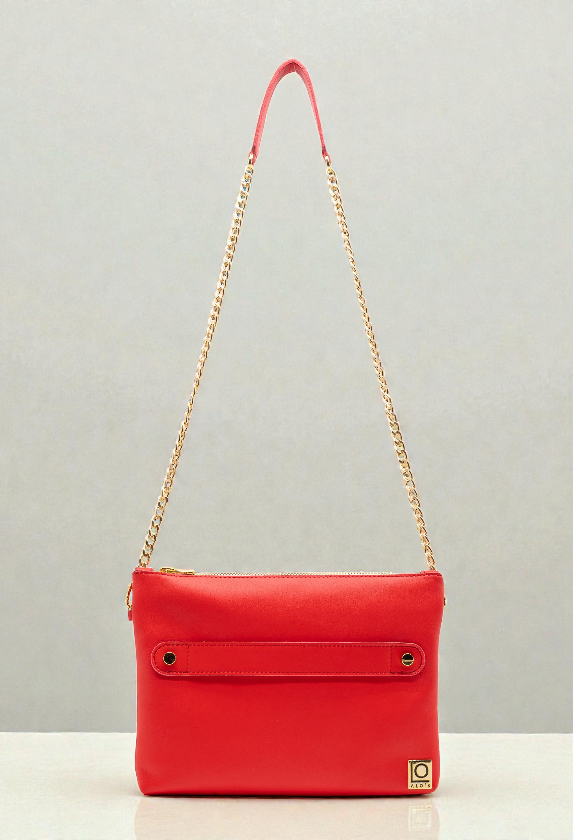 pochette rossa artigianale in pelle rosso geranio made in italy borsa a tracolla 