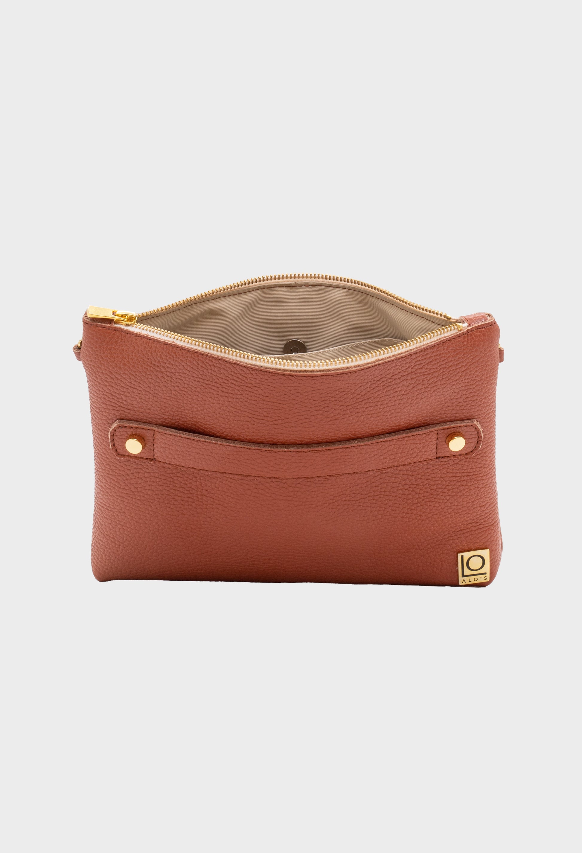pochette marrone artigianale in pelle cuoio vista interna lilith macis
