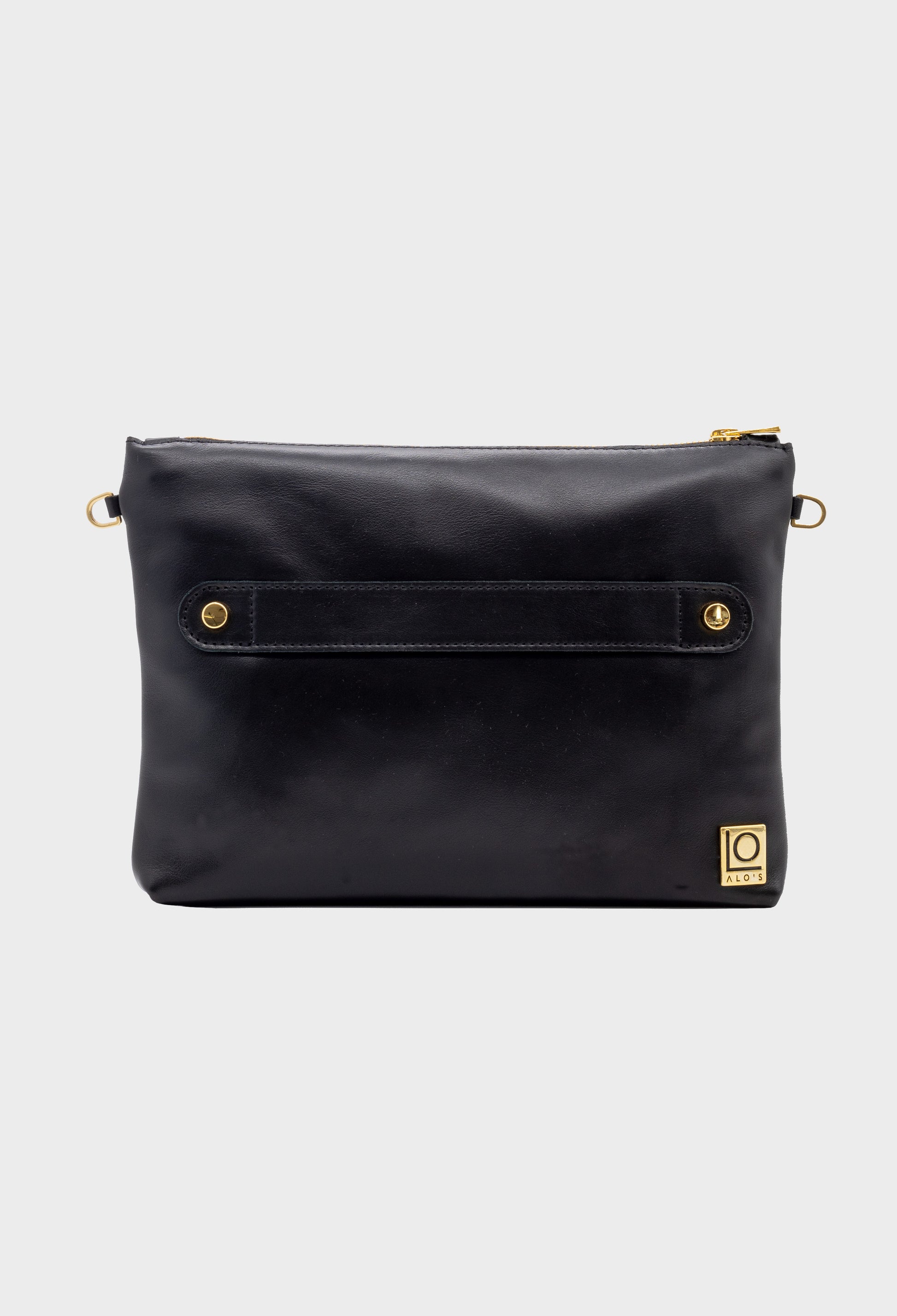 pochette nera artigianale in pelle liscia made in italy borsa a mano