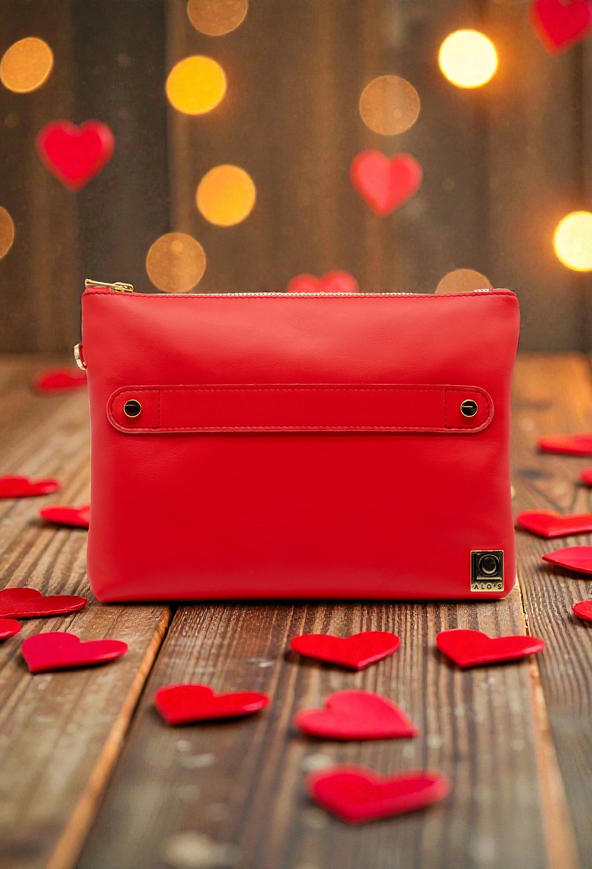 pochette rossa artigianale in pelle rosso geranio made in italy