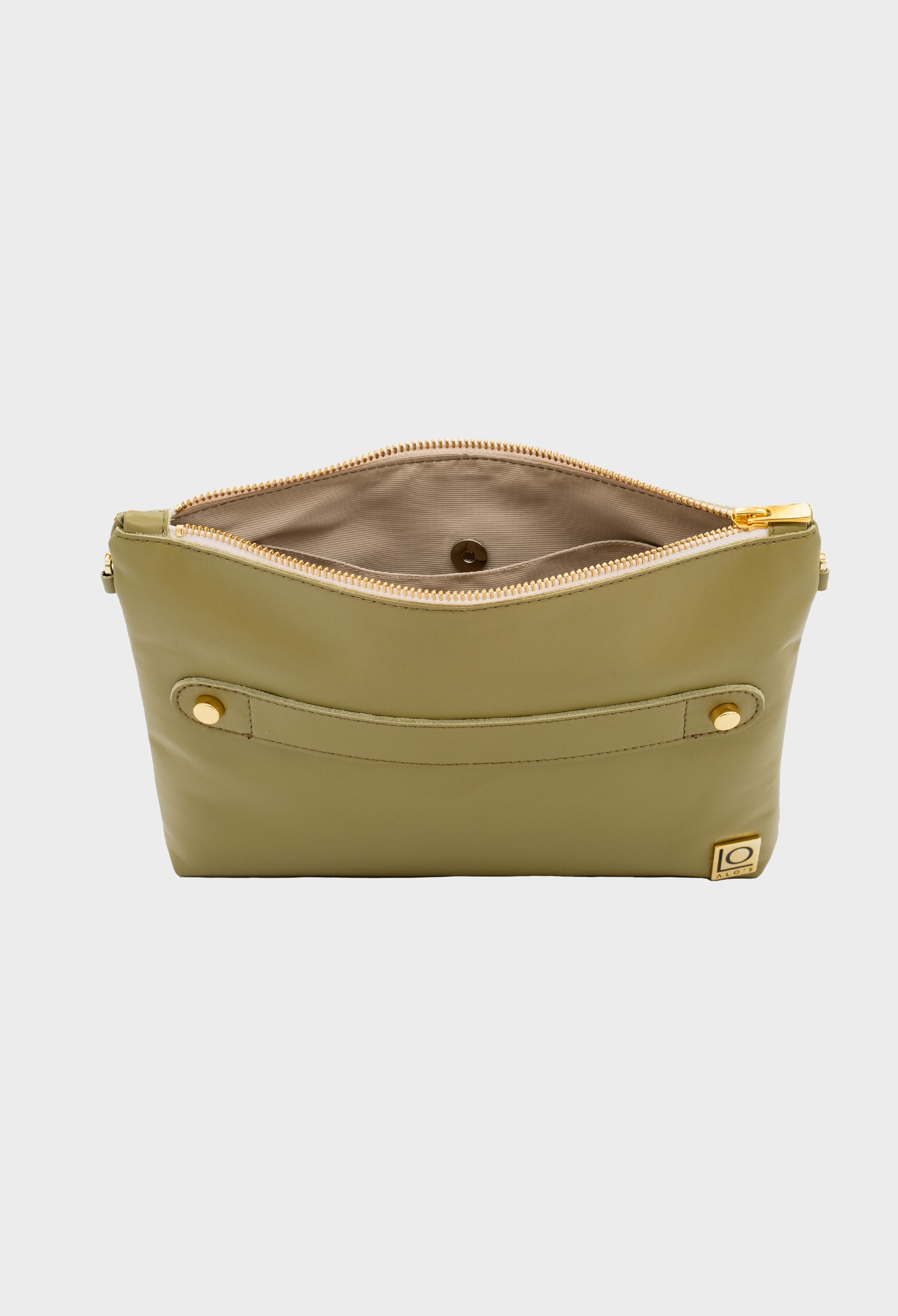 pochette verde artigianale in pelle pistacchio made in italy dettaglio interno